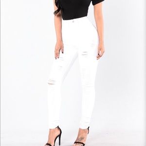 White Fashion Nova Hit The Freeway Jeans
